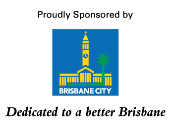 Text at the top reads "proudly sponsored by" followed by the Brisbane City Council Logo