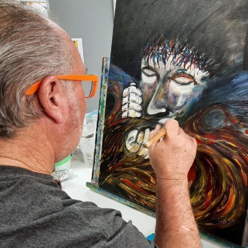 Jeff is preparing his exhibition for 2026, blending painting and photography to explore resilience, faith and connection.